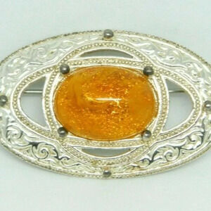 1928 Art Nouveau Styled Orange Swirl Acrylic Pin